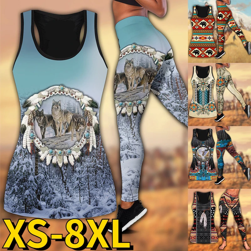 2023 Tuta Da Yoga Da Donna Leggings Ritagliati Canotta Abbigliamento Tuta Yoga Fitness Palestra Allenamento Yoga Set Stampa 3D Set 2 Pezzi Xs-8Xl