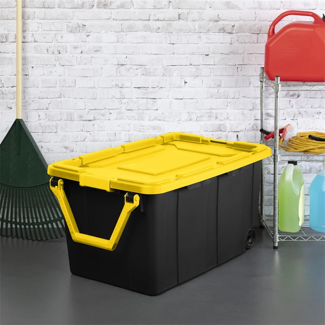 Tough Box 40 Gallon Black Storage Tote with Yellow Lid