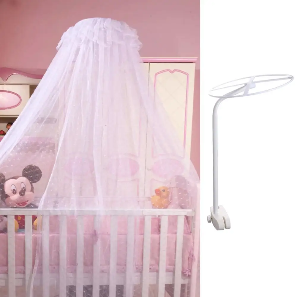 Bed Dome Cots Accessories Iron Mosquito Net Stand White Durable Bed Net Holder Stand Round Ring Rack Stand Baby Crib Cot