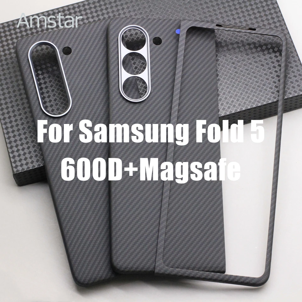 

Amstar 600D Magnetic Carbon Fiber Case for Samsung Galaxy Z Fold 5 Ultra-thin Aramid Fiber Z Fold 5 Foldable Cover for Magsafe