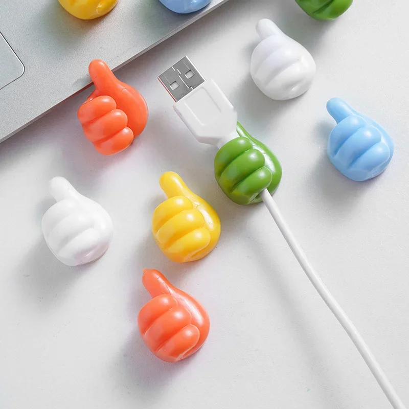 Cable Protector USB Organizer Desk Set Thumb Hook Cable Clip Adhesive Silicone Organizer Cables Support 10pcs
