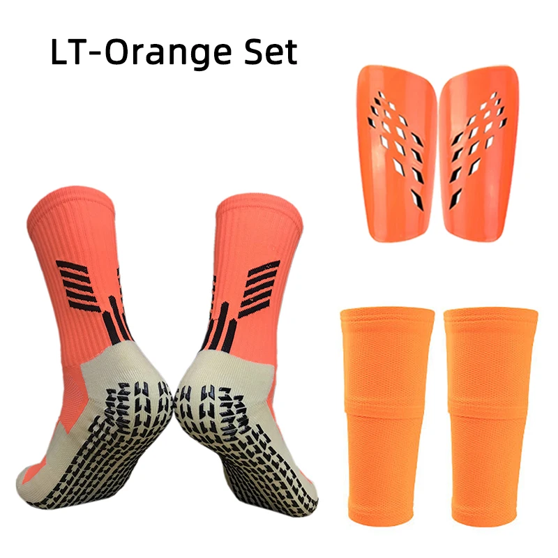 Equipment Football Shin Guards Set Adults Kids Sports Legging Cover Outdoor Protection Gear Non Slip Soccer Sock With Leg Guards shin guard pads soccer shin guards