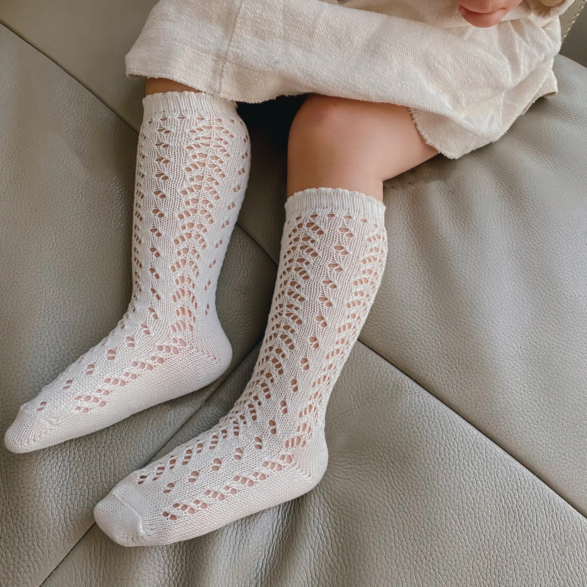 Ins Baby Socks Knee High Long Girl Boy Hollow Floor Sock Spring Summer Infant CandyColor Sock Soft Toddler Fashion Spanish Socks
