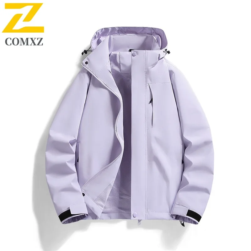 COMXZ Premium Outdoor Mens Jacket Cycling Comfortable Lightweight Coats Hooded Travel Windproof Zipper Autumn Wear Outerwear