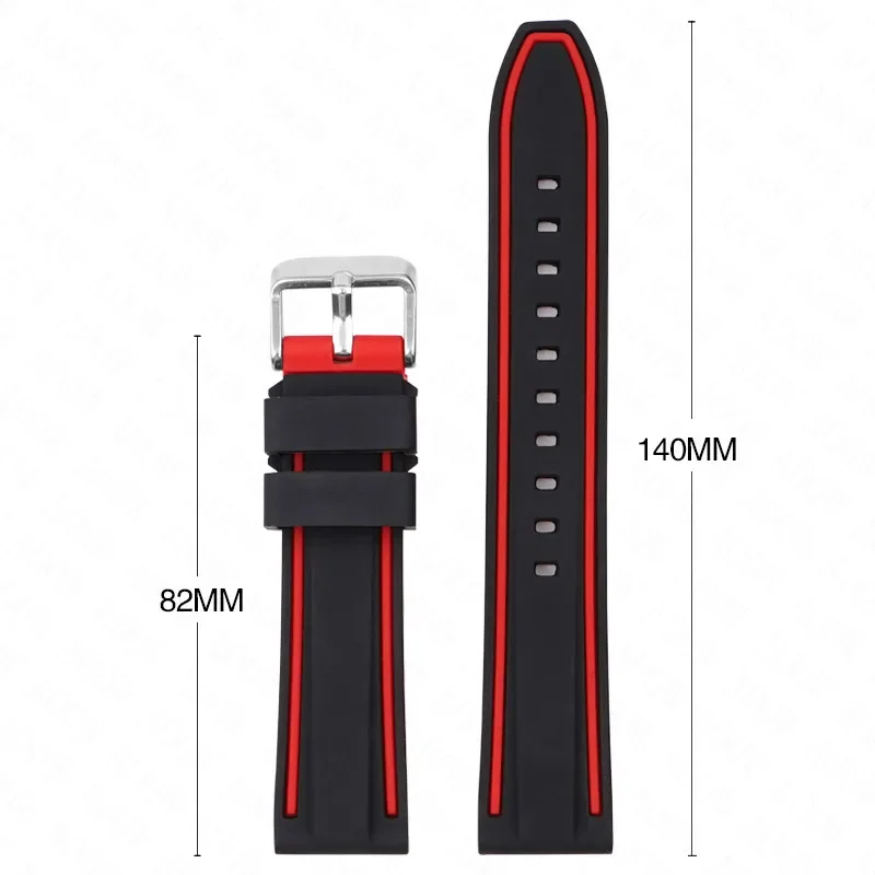 Universal Double Color Waterproof Sport Silicone Watch Strap, Quick Release Rubber Band, Unisex Bracelet