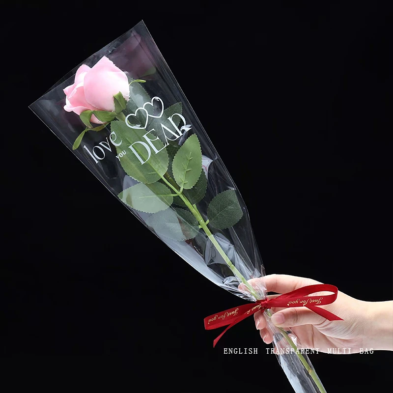 Transparent Waterproof Rose Flower Wrapping Paper, Bouquet Gift Packaging,  Sleeve Bags, Wholesale, 50Pcs - AliExpress