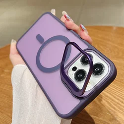 Custodia per telefono di lusso magnetica antiurto compatibile con caricabatterie Magsafe e coperchio del supporto per obiettivo