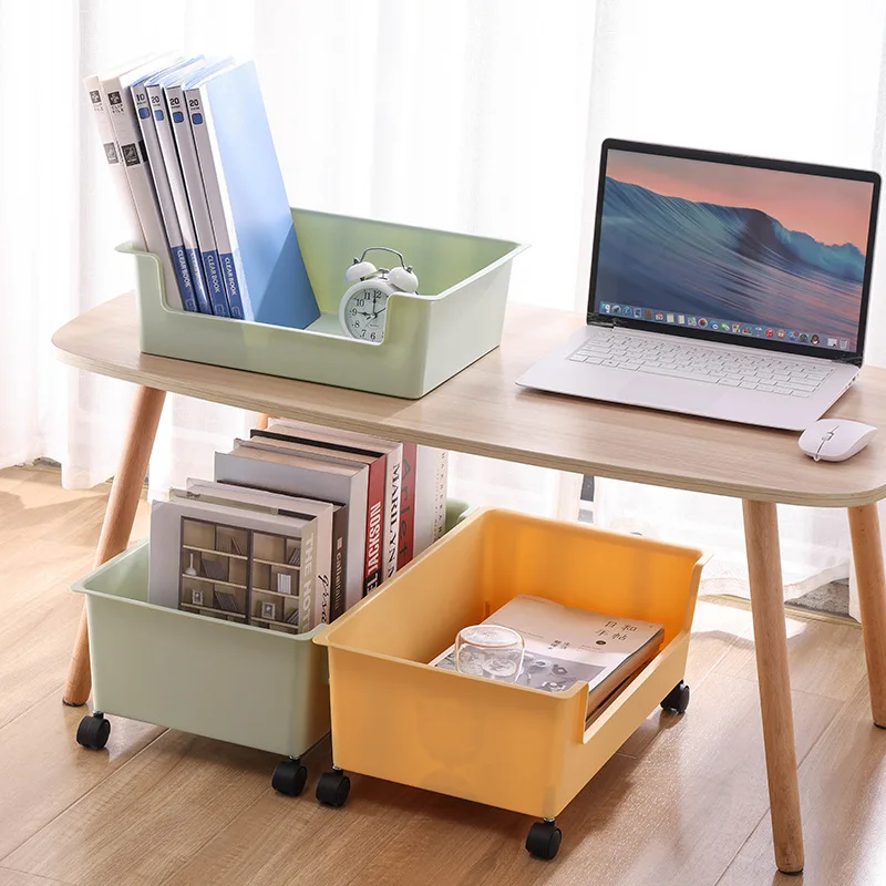 

With Pulley Storage Box Student Classroom Household Books Sundries Universal Storage Box Wheel Dormitory Finishing Organizer Box