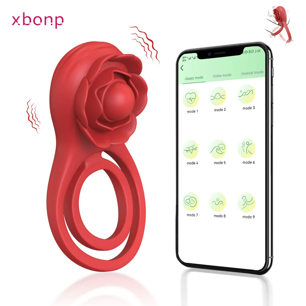 Wireless APP Cockring Penis Ring Vibrator for Men Women Clitoris Stimulator Cock Rings Delay Ejaculation Sex Toys for Couple