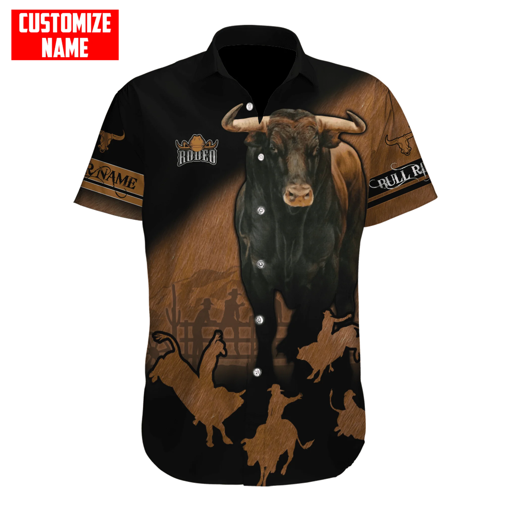 Hawaiian Strand Sommer Kurzarm Shirt personalisierte Name Bull Riding 3D gedruckt Herren Shirt Casual Harajuku T-Shirts DXCS02 – Detail 4