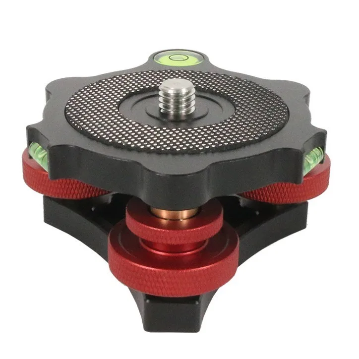 Camera Leveler LP‑64 Camera Tripod Ball Head Leveling Base Aluminum Triple Wheel Leveler Bubble Level Tripod Head Leveling Base