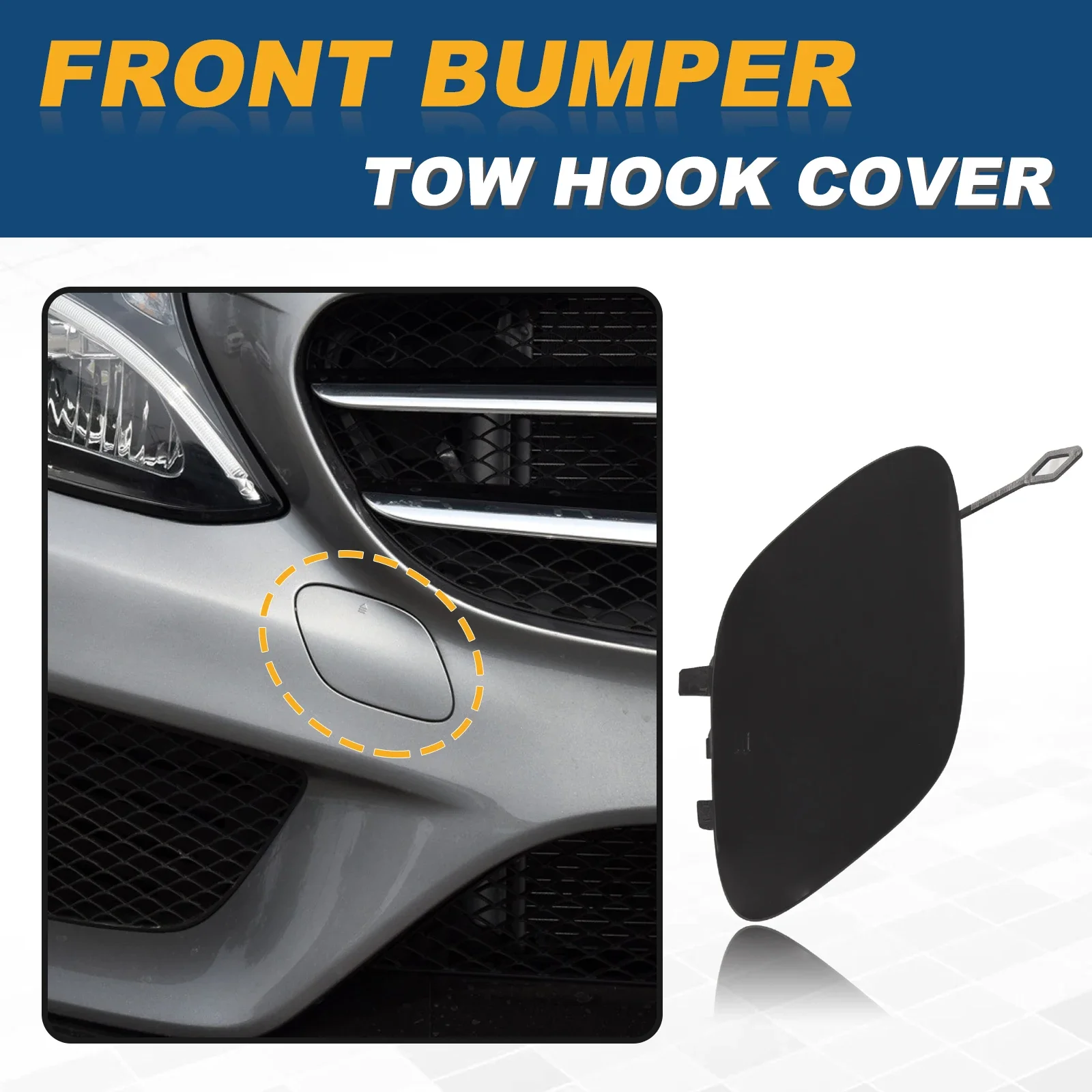 메르세데스-벤츠 W205 세단 C-클래스 C300 C400 C43AMG 2015-2018용 프론트 범퍼 견인 고리 캡 견인 아이 커버 A2058850724