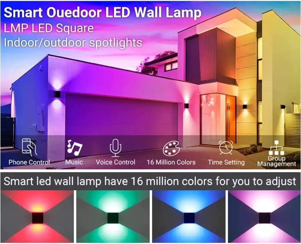 Tuya Smart LED Dimmable Wall Lights APP Control Wall Lamp Exterior/Interior RGB Color Changing Up Down Wall Sconce