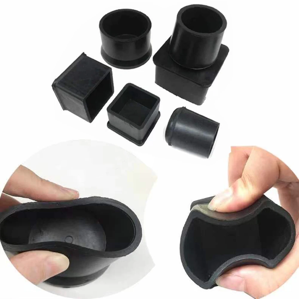 Lot De 4 Cache-pieds De Meuble En Caoutchouc Noir - 50x30mm, Intérieur Carré, Neuf