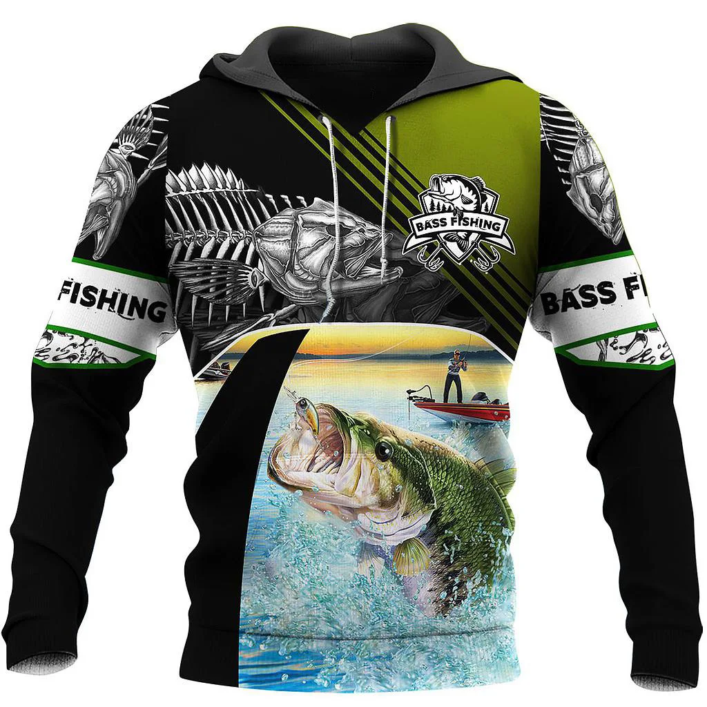 Nueva sudadera con capucha estampada en 3D con diseño de pesca de lucio en aguas profundas para hombres y mujeres, sudadera de moda de gran tamaño para entusiastas de la caza de peces