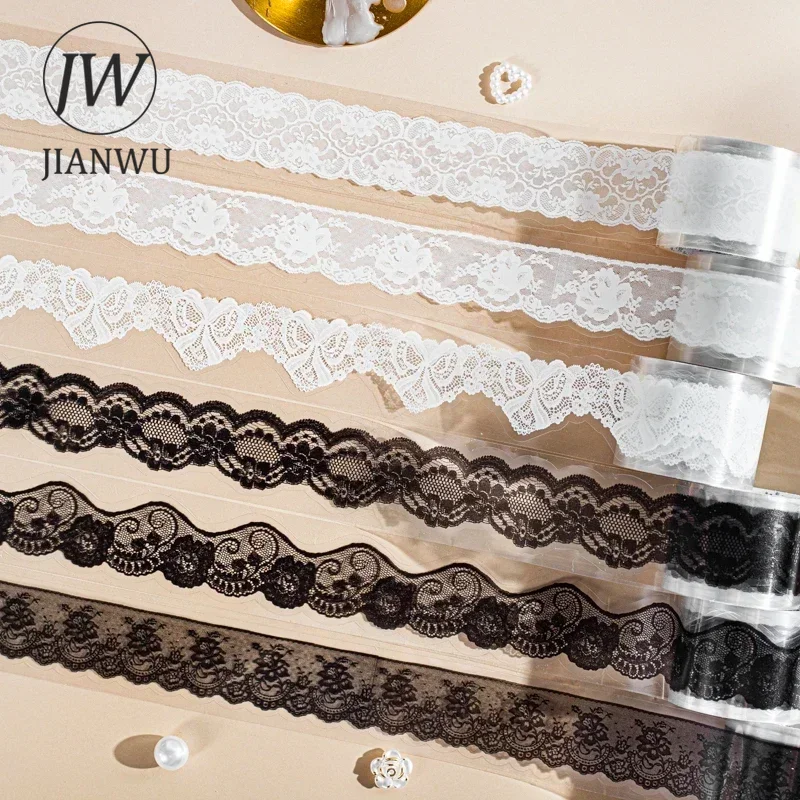 JIANWU 30mm*200cm Lace Ribbon Series Vintage Flower Lace Landscaping Material Collage PET Tape Creative DIY Journal Stationery 4