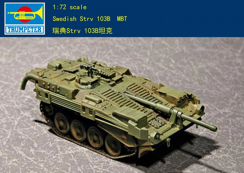 Modellino Carro Armato Svedese Strv 103C MBT - Trumpeter 07298 - Scala 1:72, Kit Di Plastica Da Costruire - 2