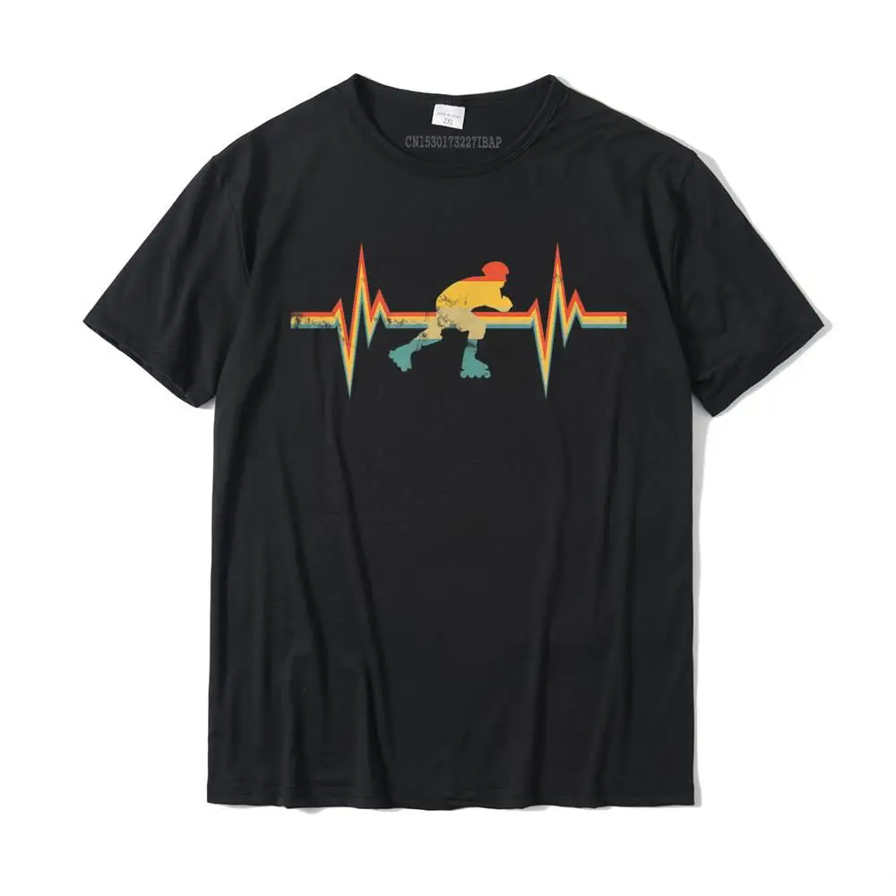

Skating Heartbeat Rollerblades Gift Retro Roller Skating T-Shirt T Shirts For Men Custom Tops Shirt Cheap Comfortable Cotton