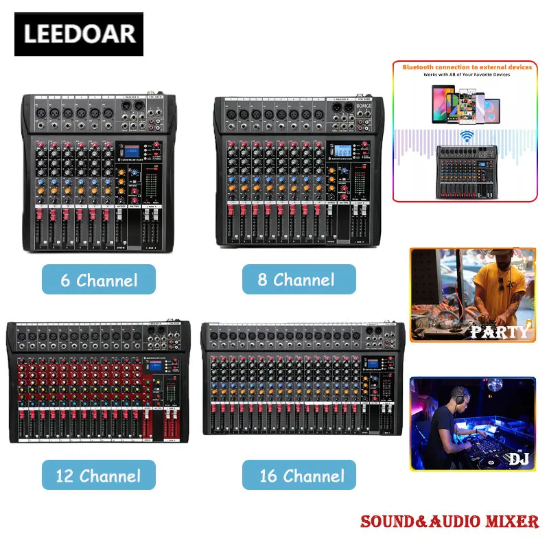 전문 오디오 믹서 컴퓨터 무대 녹음 USB 사운드 카드, 블루투스 DJ 모델, CT-60 CT-80 CT-120 CT-160, 6 8 12 16 채널