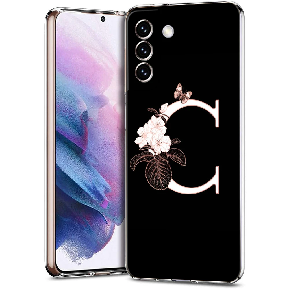 Blumen Anfangs buchstaben Fall für Samsung S24 S23 S22 S20 S21 Fe Ultra S24 S23 S10 S10E S9 S8 plus 5g transparente Telefon Shell Tasche – Detail 5