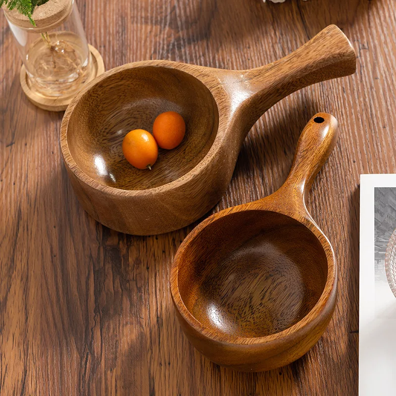 Spoon Solid Color Tableware Wooden Spoon Water Ladle Soup Snail Powder Long Handle Rice Scooping