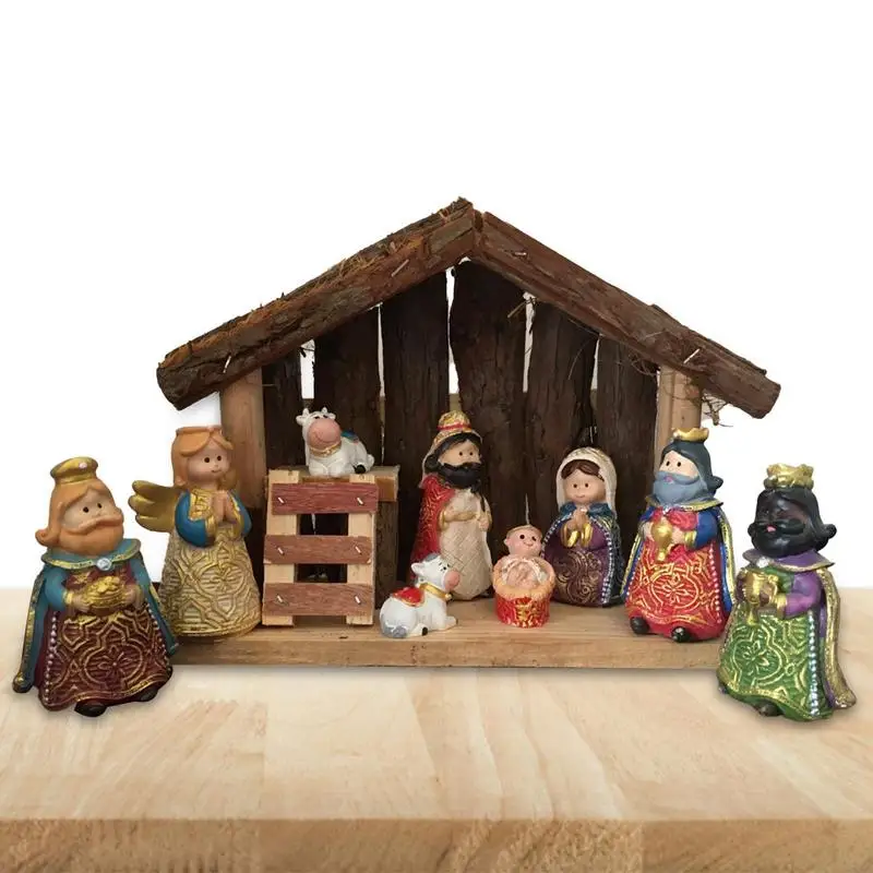 

Resin Nativity Figurines Set Delicate Nativity Sets For Christmas Indoor Outdoor Decorations 10Pcs Nativity Figurine Statues