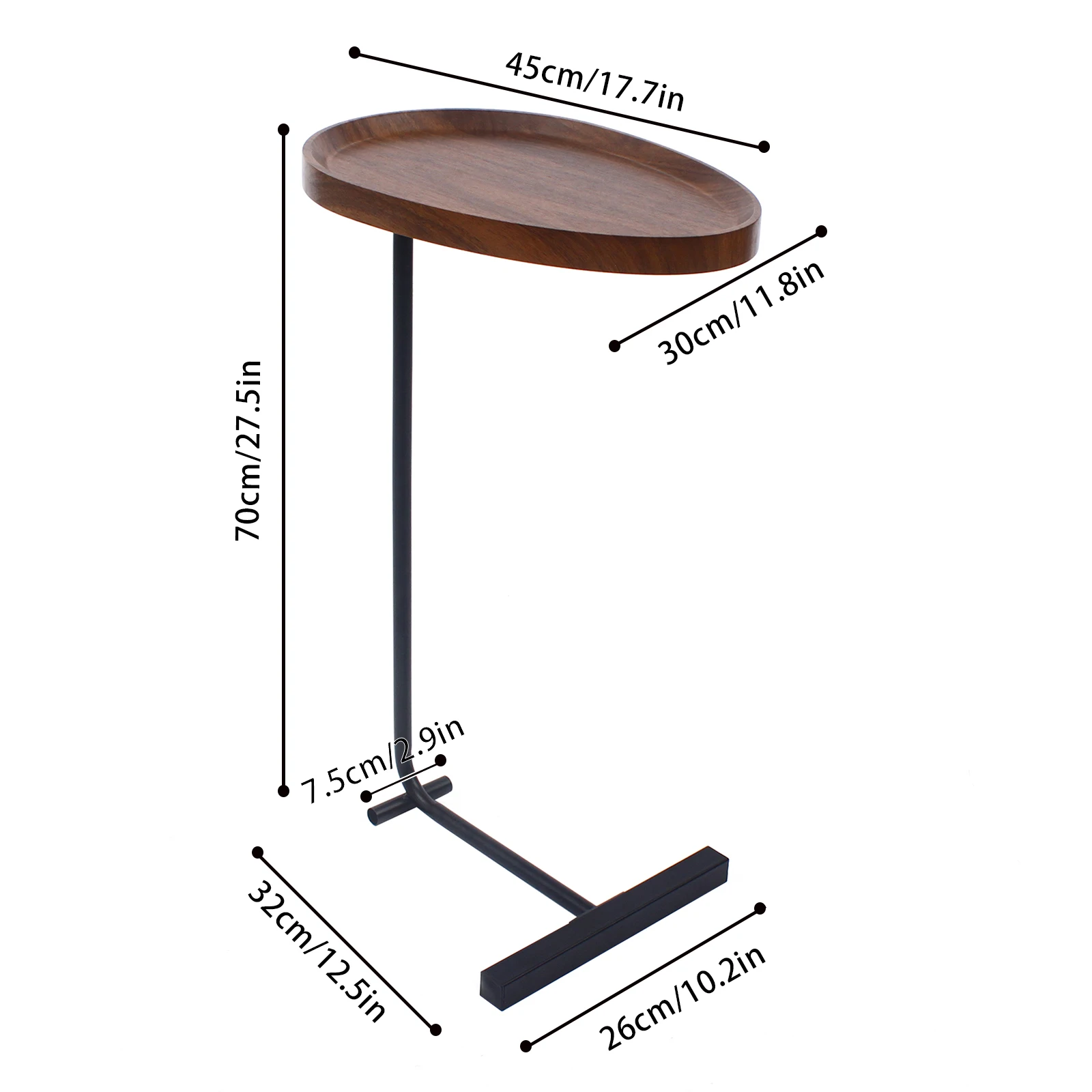 C Shaped End Table Couch Side Table Sofa Tray Table Coffee Table with Metal Frame for Livingroom Bedroom Office 3