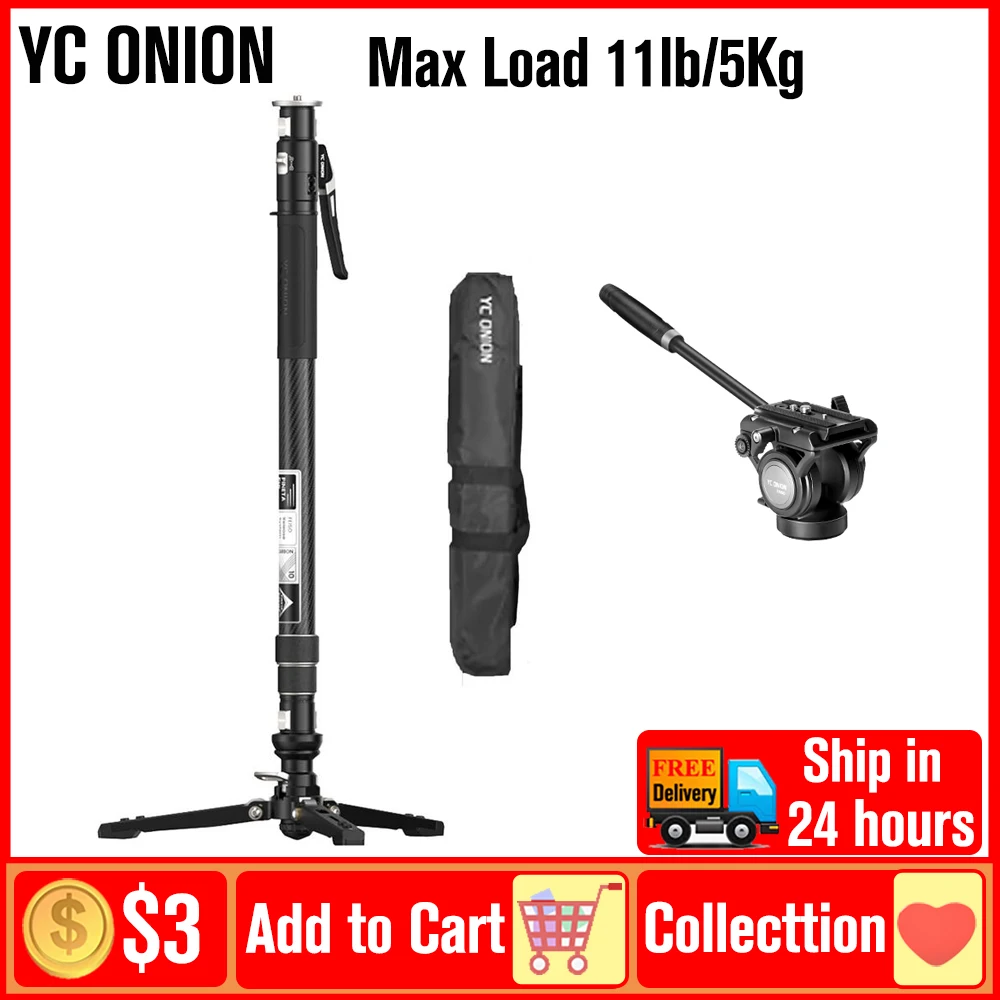 YC Onion Pineta Pro - 모노포드 탄소 섬유 라이트 스탠드  캐논 니콘 DSLR 카메라용 경량 여행용 모노포드
