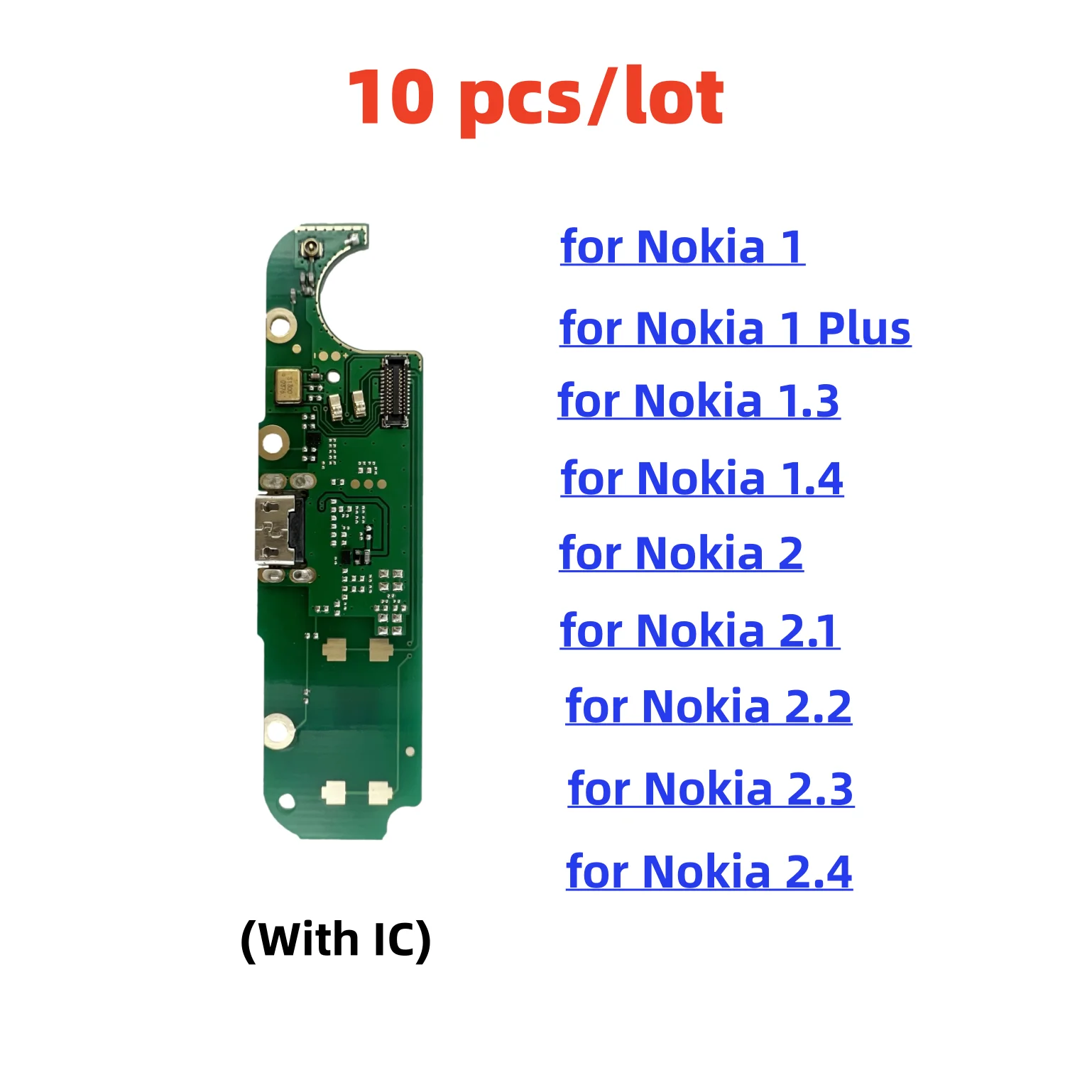 

10 шт./лот, USB зарядное устройство, док-разъем, плата, штекер, порт, гибкий кабель для Nokia 1 Plus 1,3 1,4 2 2,1 2,2 2,3 2,4