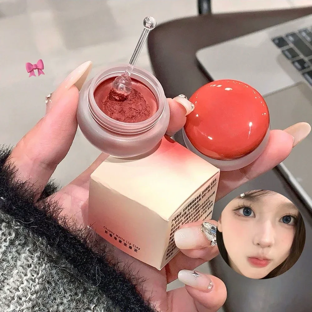 Matte Mud Blush Multipurpose Makeup Waterproof Clay Lipstick Longlasting Non-stick Cup Red Lip Tint Pigment Mousse_voghion.com