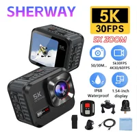 5K Sport Action Camera 4K 60FPS Pocket Cam IP68 Waterproof Vlog Bodycam 5X Zoom with Remote Control Motorcycle Video Recording