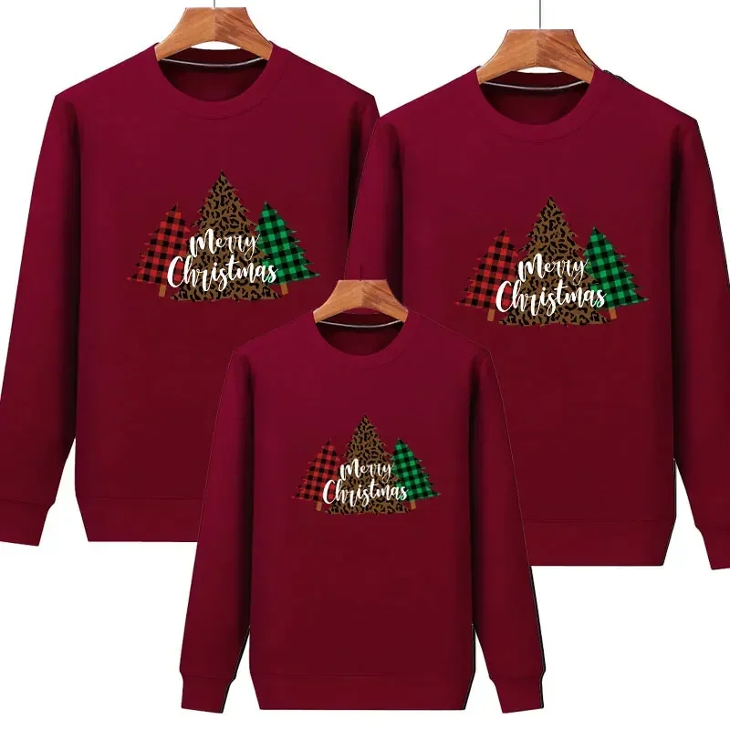 thumbnail image 1 of Conjuntos familiares a juego Sudadera con estampado de árboles de Navidad Sudadera con capucha de manga larga para madre e hija para niños Blusa tipo pulóver Navidad familiar, 1 of 5