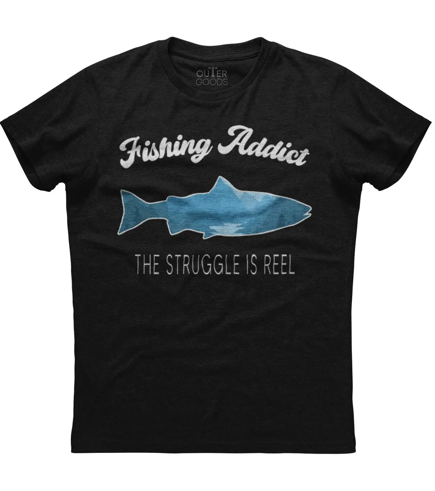 

Fishing Addict Graphics Printed Mens Short Sleeve New Cotton Black T-shirt
