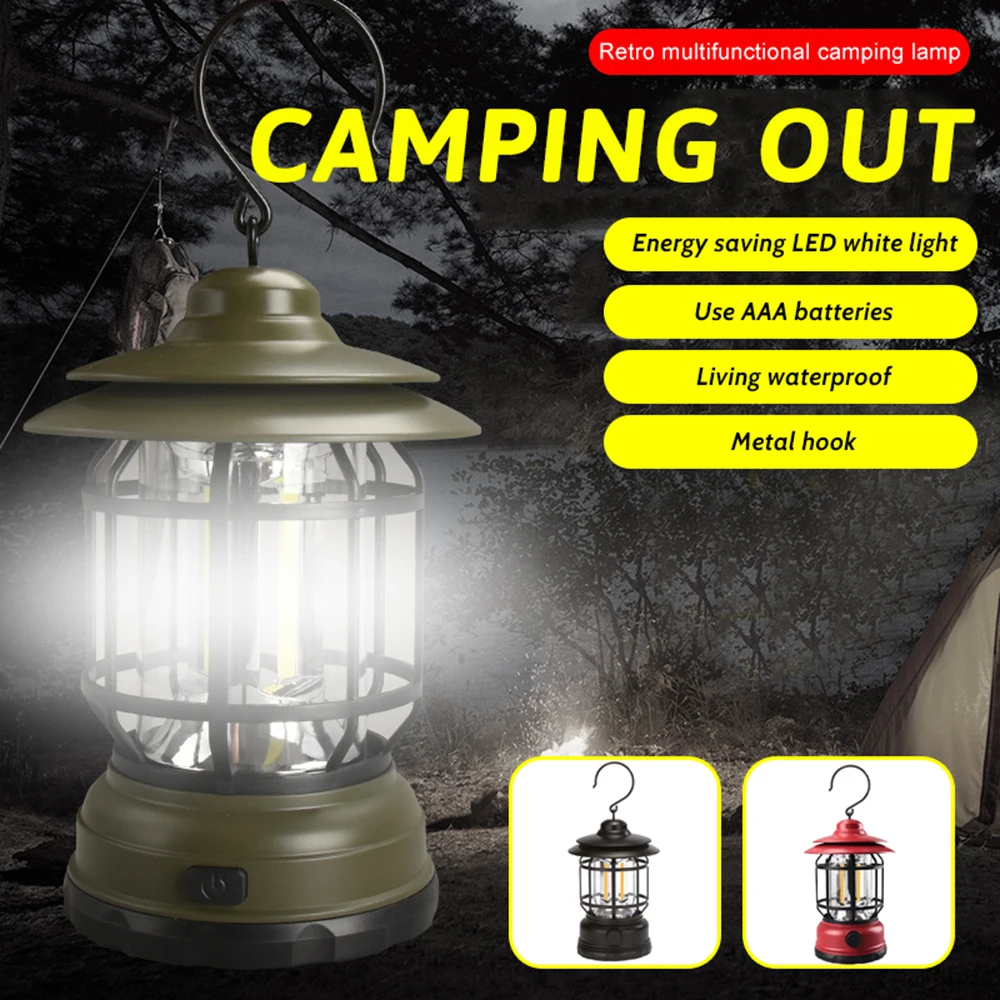 Vintage LED Camping Light Portable Multifunctional Outdoor Emergency Lantern Rechargeable/Battery Powered for Hiking Fishing multifunctional fishing tackle bag