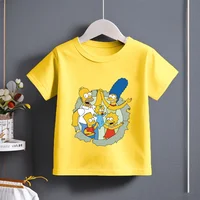 Fun & Stylish 2024 Summer Kids T-shirt, Cotton Short Sleeve with The Simpsons Family Cartoon Print for Boys Girls Ages 3-14 1