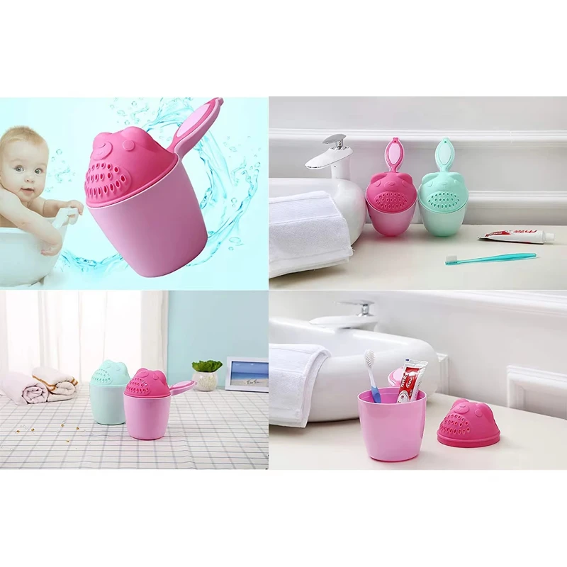 1 gobelet de bain ours en dessin animé pour nouveau-né et enfant, avec cuillère à shampoing et 2 couleurs._voghion.com