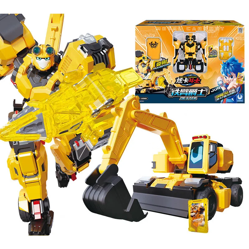 新しいメタルカードボット変換ロボットに車のアクションフィギュア
