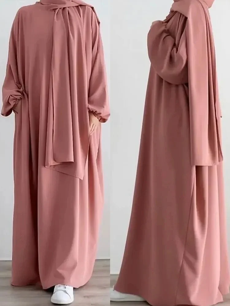 2024 Jilbabs Ramadan Eid Muslim Woman Prayer Outfits Islamic Clothing Abaya Dress Jilbeb Long Khimar Hijab Robe