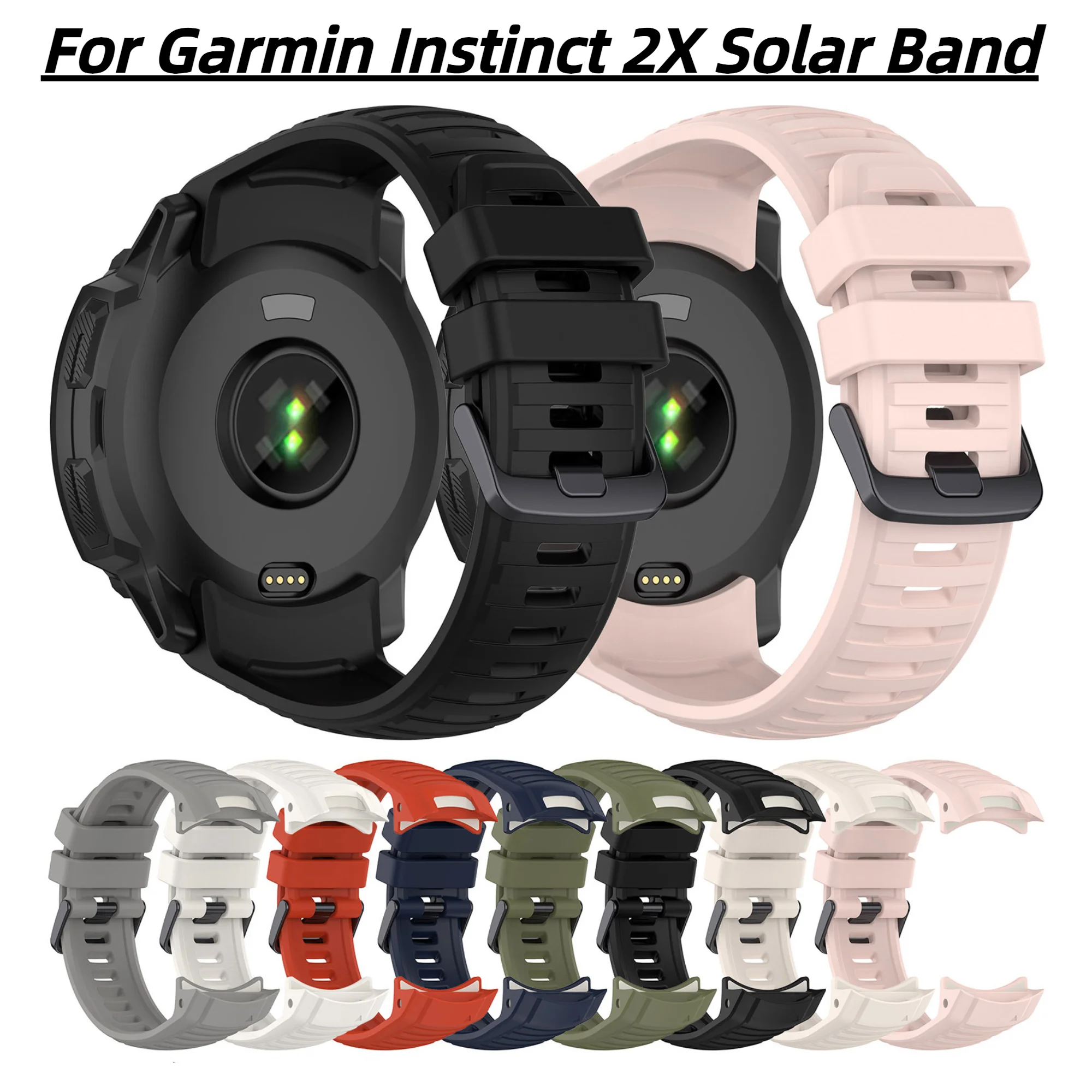 Per Cinturino Solare Garmin Instinct 2X, Cinturino Da Polso Per Orologio Sportivo Di Ricambio In Silicone Morbido Regolabile Per Garmin Instinct 2X So