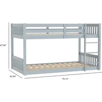 Children Beds, Twin Over Twin Bunk Bed for Kids Children Teens, Solid Wood Bunk Bed Frame with Ladder and Guard Rail Space 2