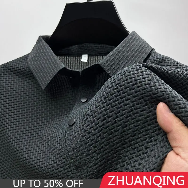 

Ice Silk Elasticity Polo Shirt New Summer Luxury Brand T-Shirts Male Trend Breathable Men Clothing Business Casual Short-sleeved