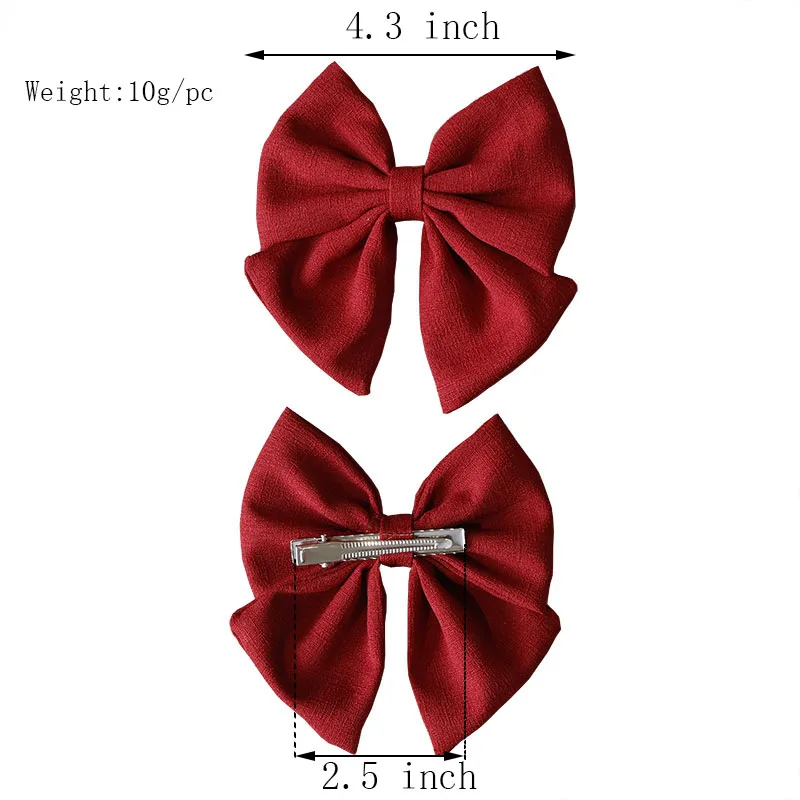 5PCS/Lot Solid Color Grosgrain Ribbon Hair Bows Boutique Hair Clip