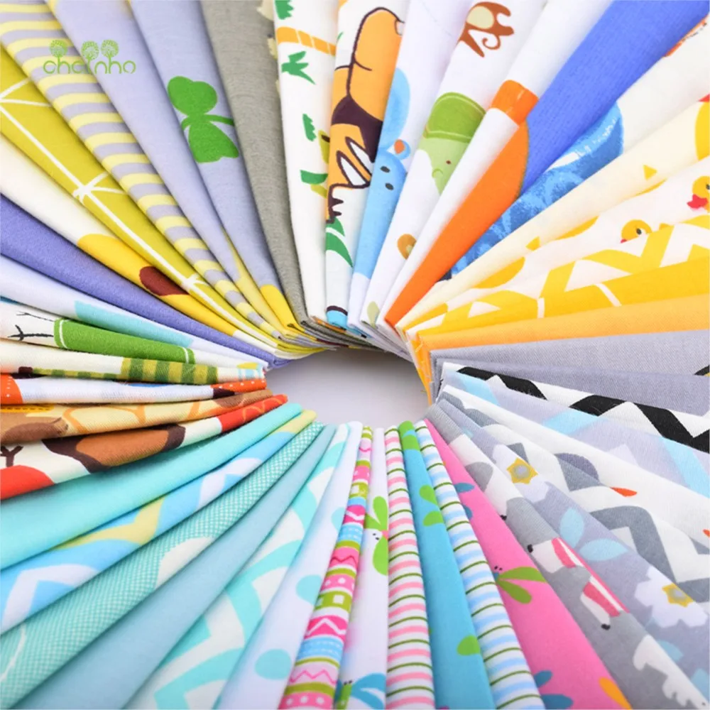 Chainho,Print Twill Weave Cotton Fabric,DIY Sewing Quilting Material,Patchwork Cloth,Cartoon Series,45 Pieces,20x25cm,CP05