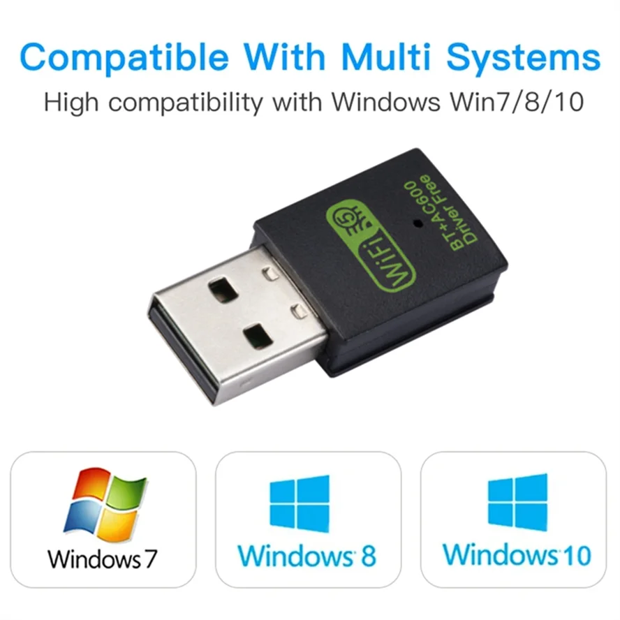 600Mbps USB WiFi Bluetooth Adapter Dual Band 2.4/5.8Ghz Wireless External Receiver WiFi Dongle 150Mbps PC/Laptop/Desktop