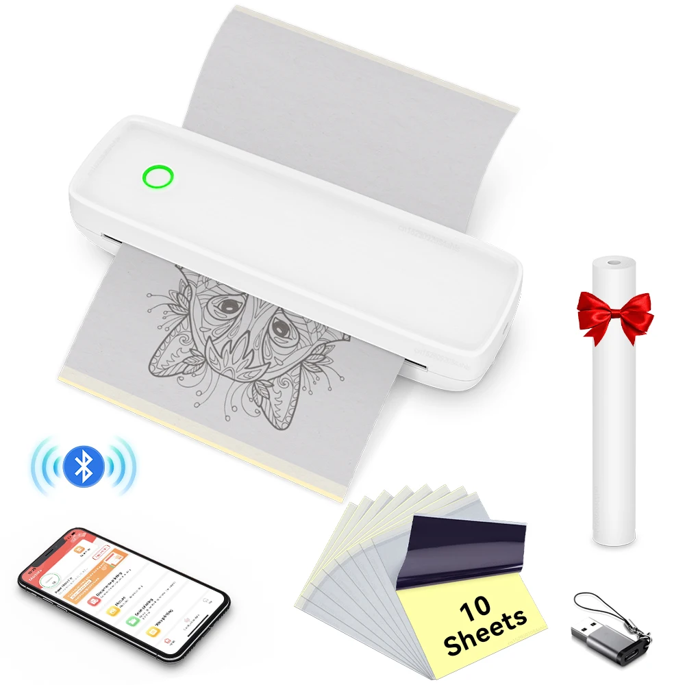 Mini Portable Printer A4 Paper Thermal Printer Inkless Bluetooth Tattoo  Stencil Printer Tattoo Transfer by Phone Computer Print - AliExpress