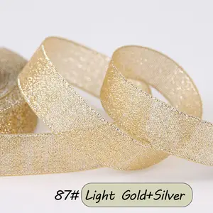 25Yards/roll 6/10/15/20/25/40/50mm Gold silver Glitter Ribbon for Wedding  Cake