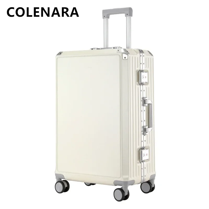 COLENARA Men's Suitcase PC Aluminum Frame Trolley Case 20 Inch Women Boarding Box Universal Wheel Rolling Password Luggage