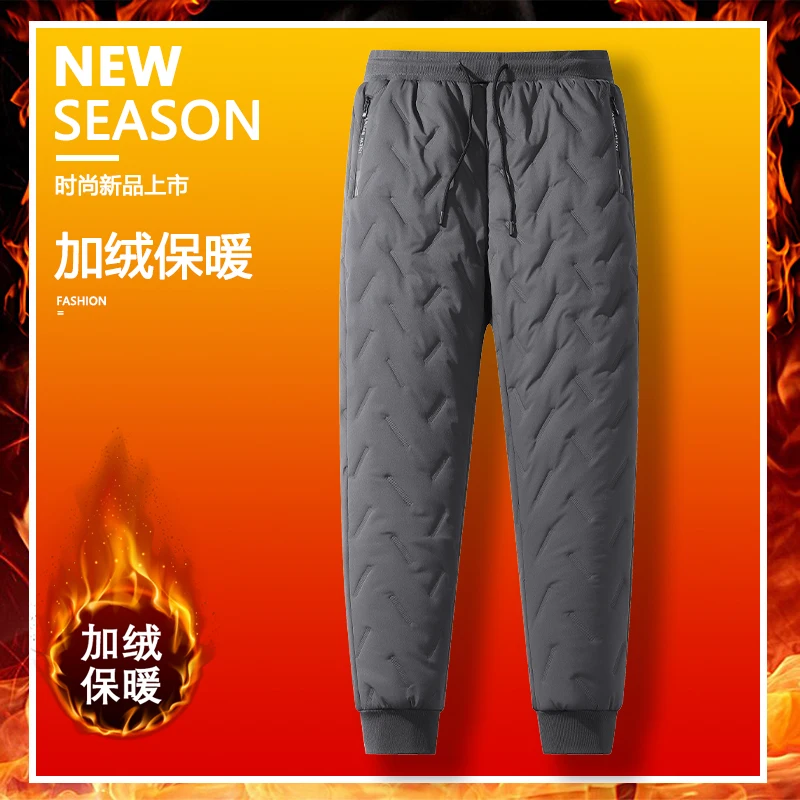 Winter Sweatwear Men Plush Thick Fleece Sweatpant  Thermal Trousers Casual Pants Waterproof Windproof Warm Cotton Pants