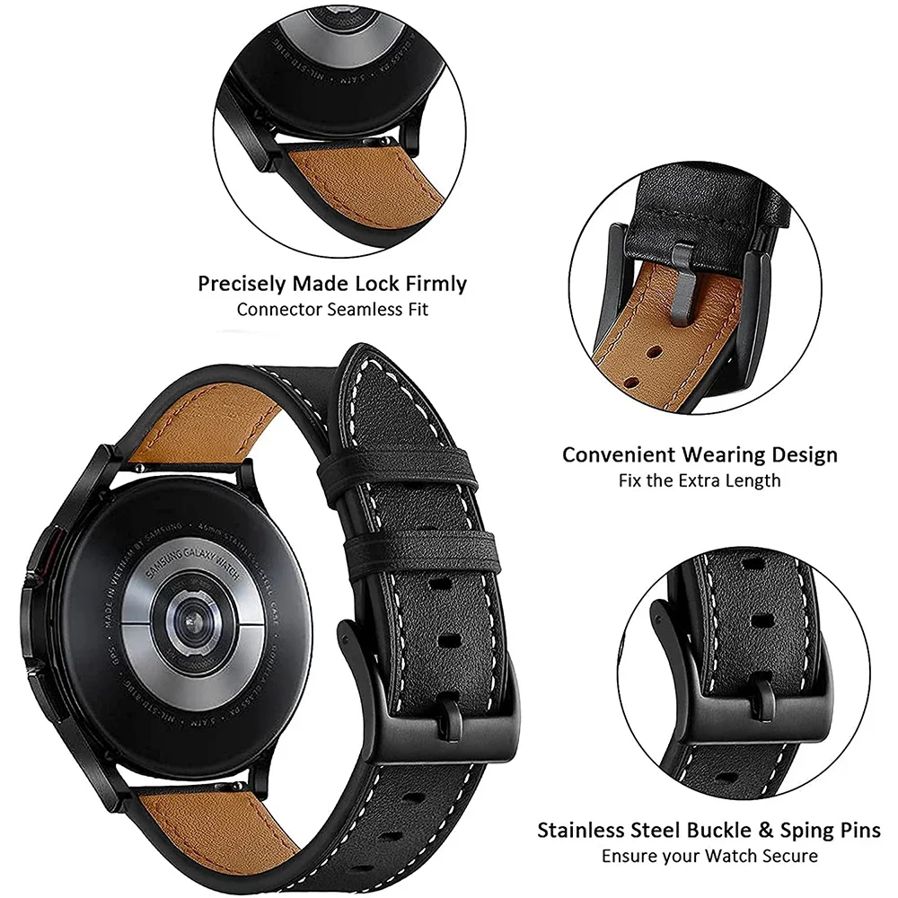 Elegant 22mm Leather Watch Strap Bracelet in Classic Brown