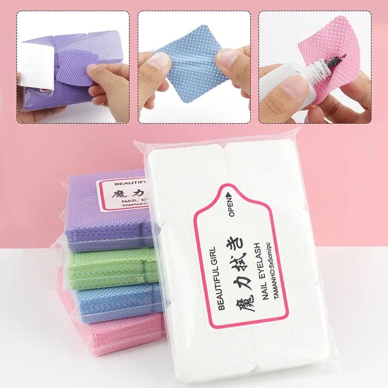 Nail Polish Remover Nail Gel Remover Nail Polish Remover Wipes Nail Cotton Pads 300Pcs Lint-free Nail Polish Remover Napkin Colorful Cotton Wipes Paper Pads UV Gel Dust Cleaner Cleaning For Manicure Tool